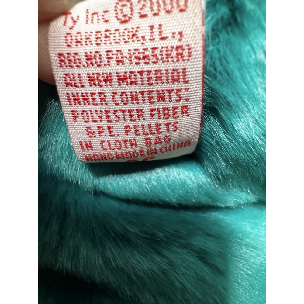 Ty Beanie Buddy Teddy Teal Old Face Bear 14" Plush PE Pellets China w/ Tag - Picture 3 of 8